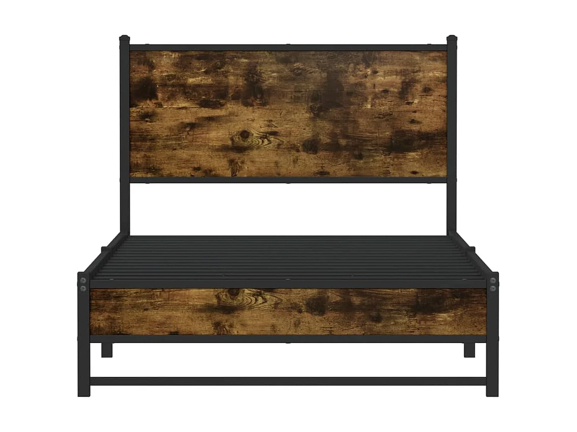 Letto per adulti | Letto singolo | Giroletto senza Materaso in Metallo Rovere Fumo 100x190 cm