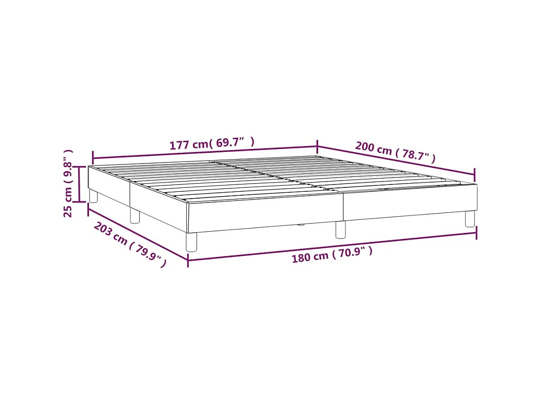 Lit double | Lit adulte | Cadre de lit gris foncé 180x200 cm tissu