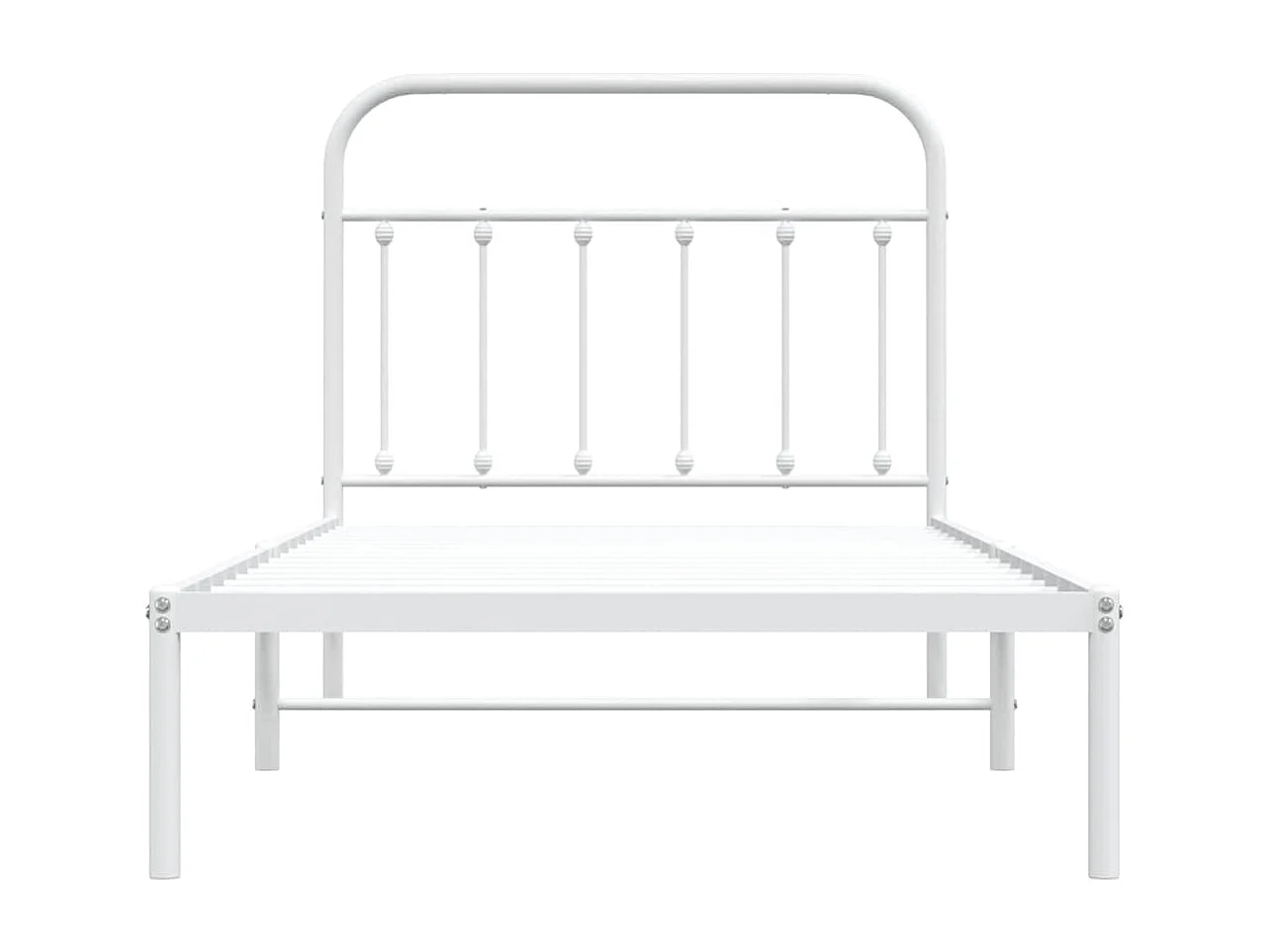 Lit simple | Lit adulte, enfant | Cadre de lit métal et tête de lit blanc 100x190 cm