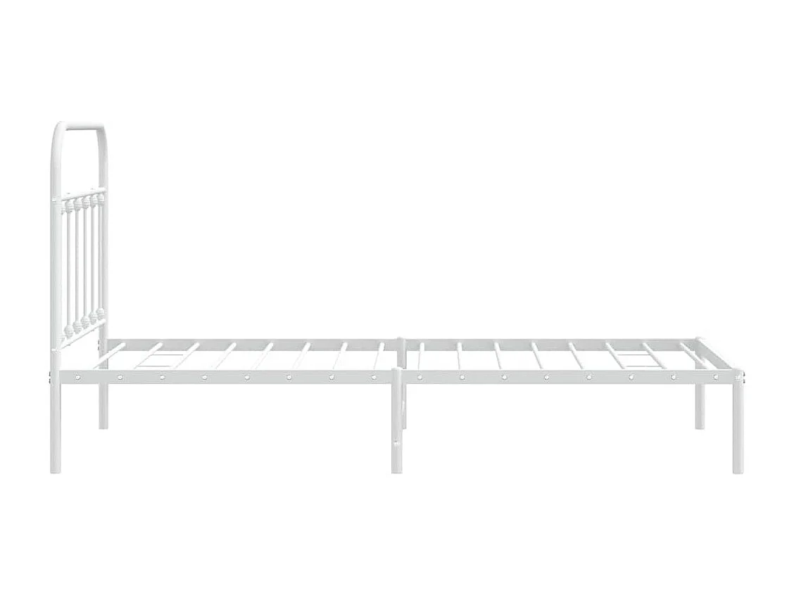 Lit simple | Lit adulte, enfant | Cadre de lit métal et tête de lit blanc 100x190 cm