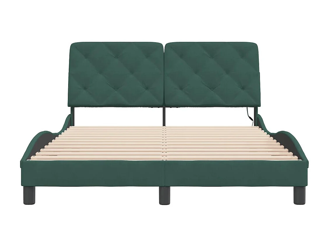 Lit double | Lit adulte | Cadre de lit avec lumières LED vert foncé 140x190 cm velours