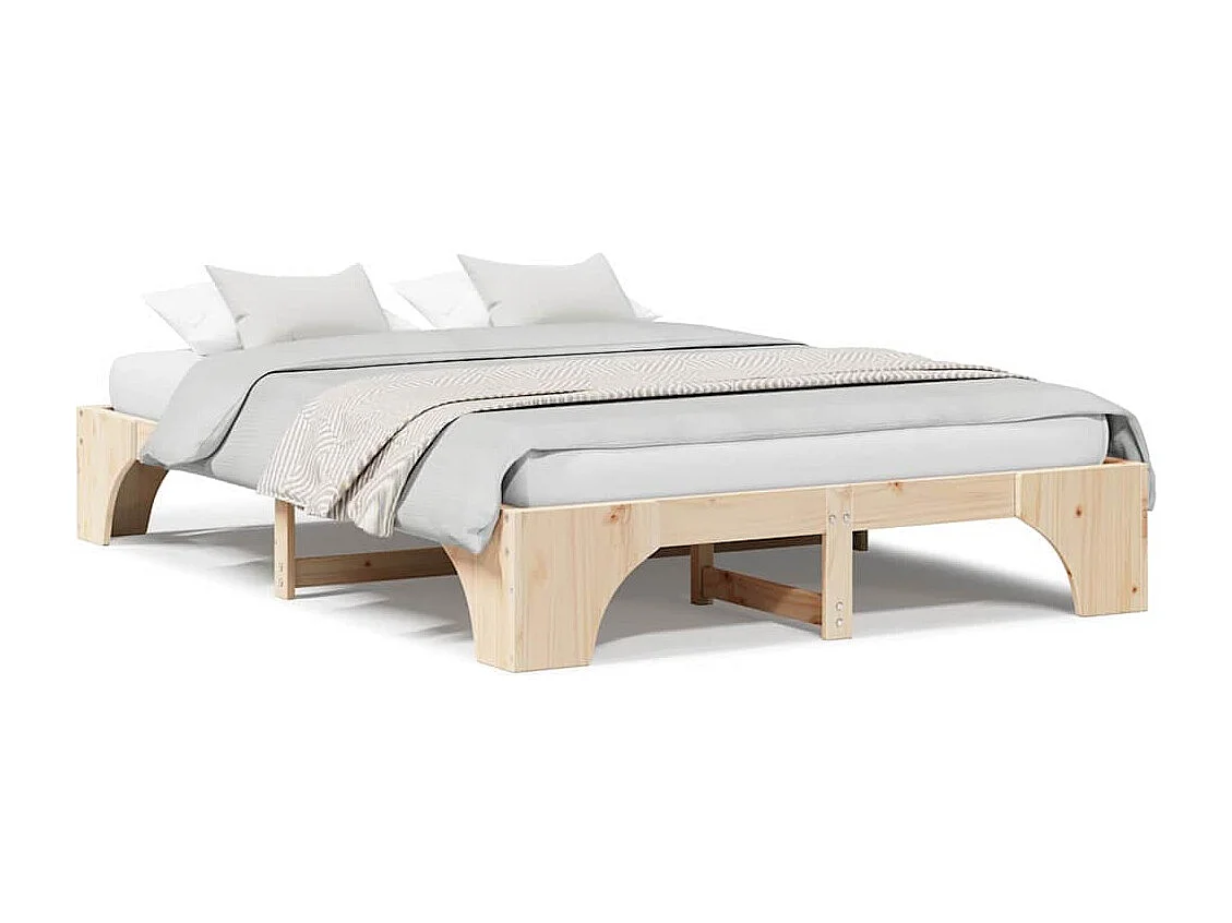 Bedframe | Tweepersoonsbed Naturel 160x200 cm Massief grenenhout