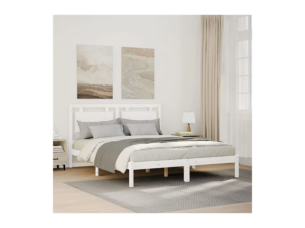 Letto per adulti | Letto matrimoniale | Giroletto Extra Lungo senza Materasso Bianco 160x220cm Massello