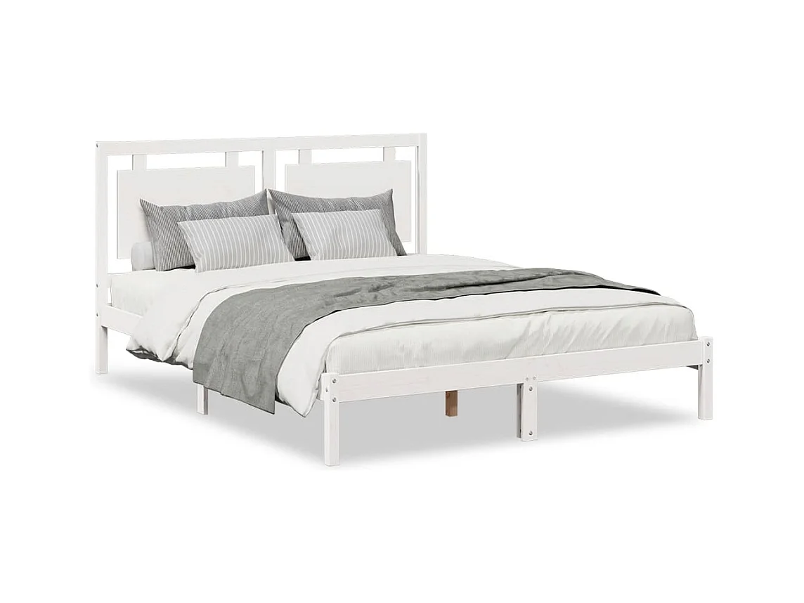 Letto per adulti | Letto matrimoniale | Giroletto Extra Lungo senza Materasso Bianco 160x220cm Massello