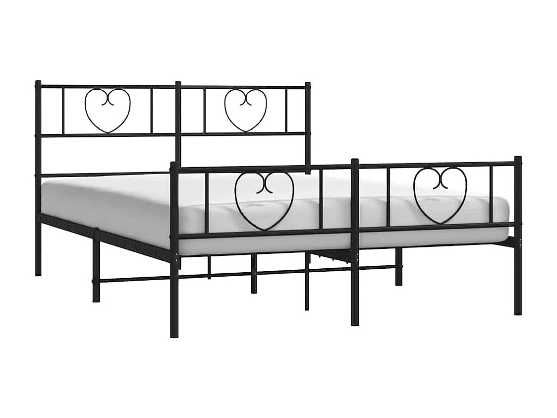 Lit double | Lit adulte | Cadre de lit métal avec pied de lit noir 150x200cm