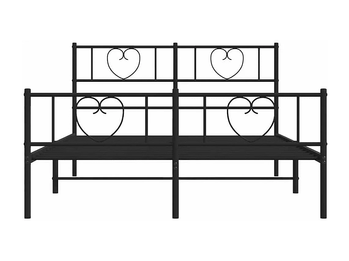 Lit double | Lit adulte | Cadre de lit métal avec pied de lit noir 150x200cm