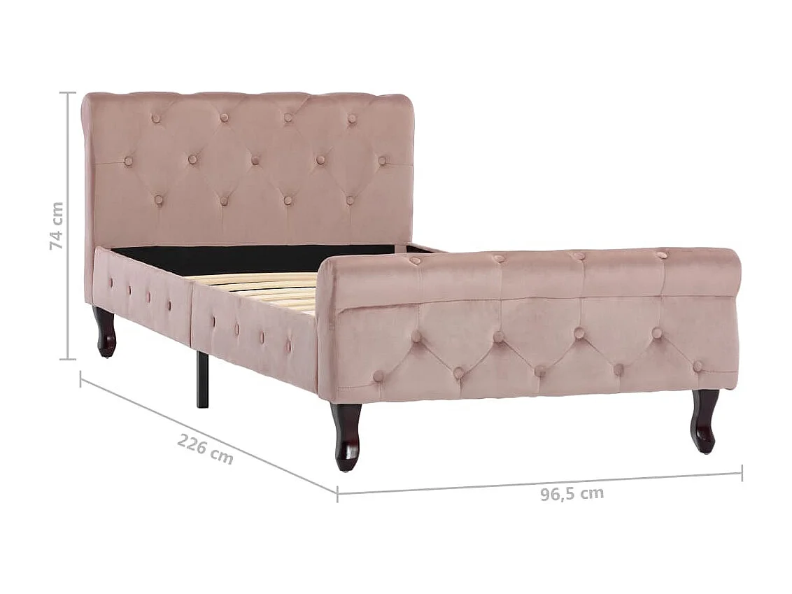 Lit simple | Lit adulte, enfant | Cadre de lit Rose Velours 90x200 cm
