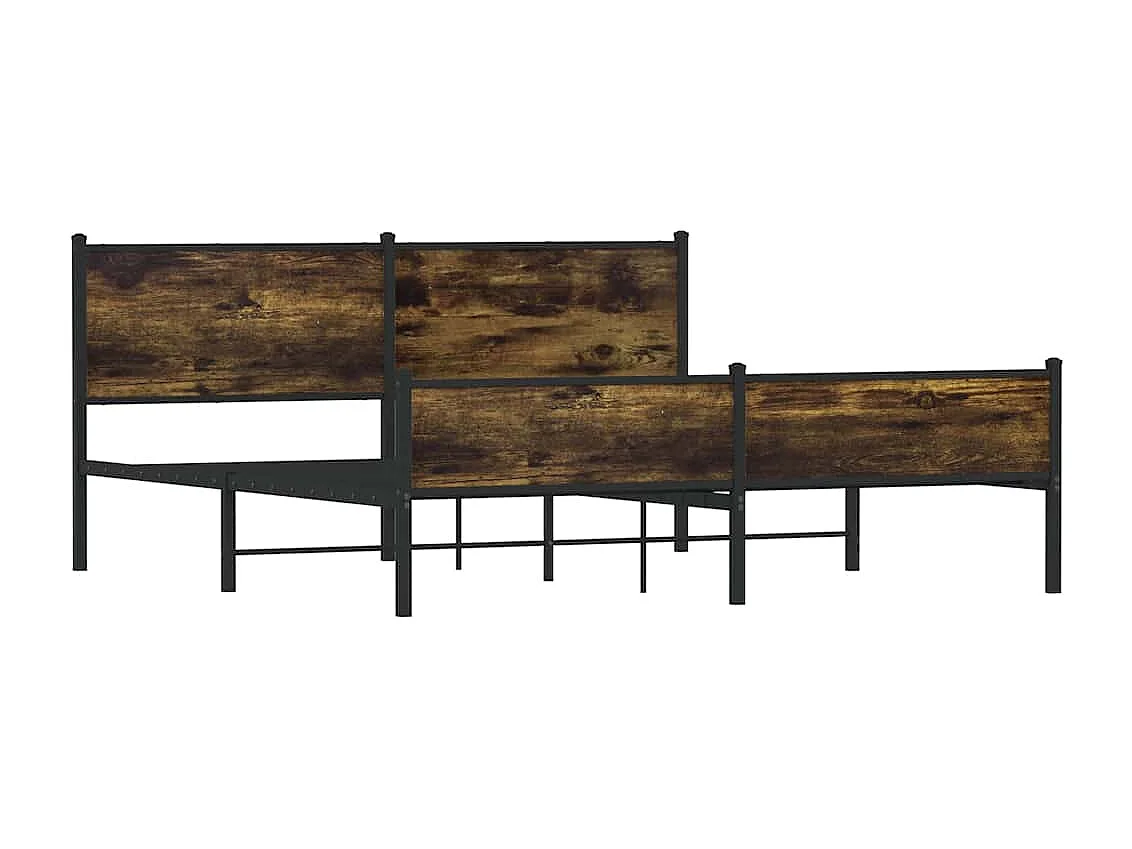 Letto per adulti | Letto matrimoniale | Giroletto senza Materaso in Metallo Rovere Fumo 180x200 cm