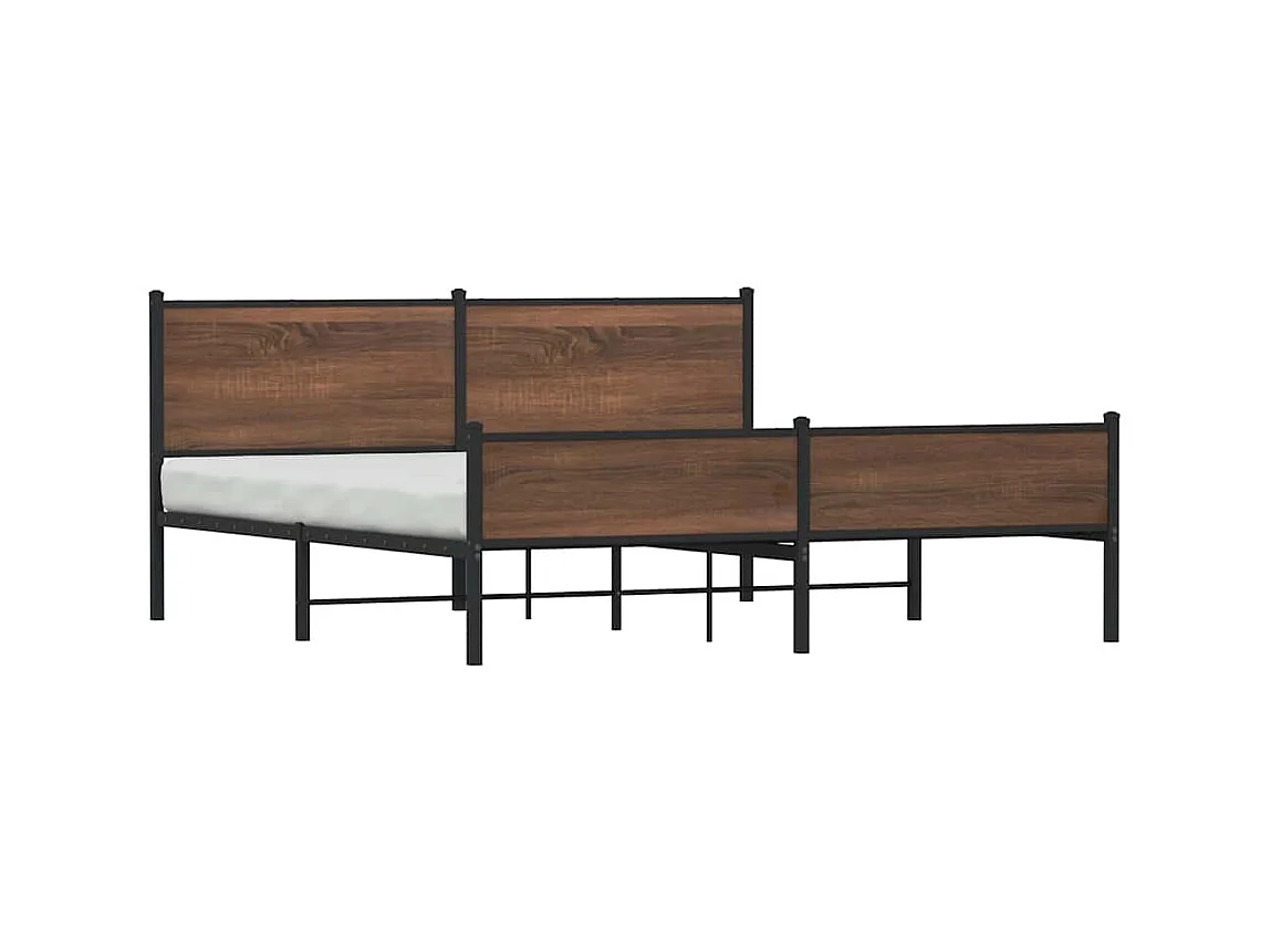 Letto per adulti | Letto matrimoniale | Giroletto senza Materaso in Metallo Rovere Marrone 183x213 cm