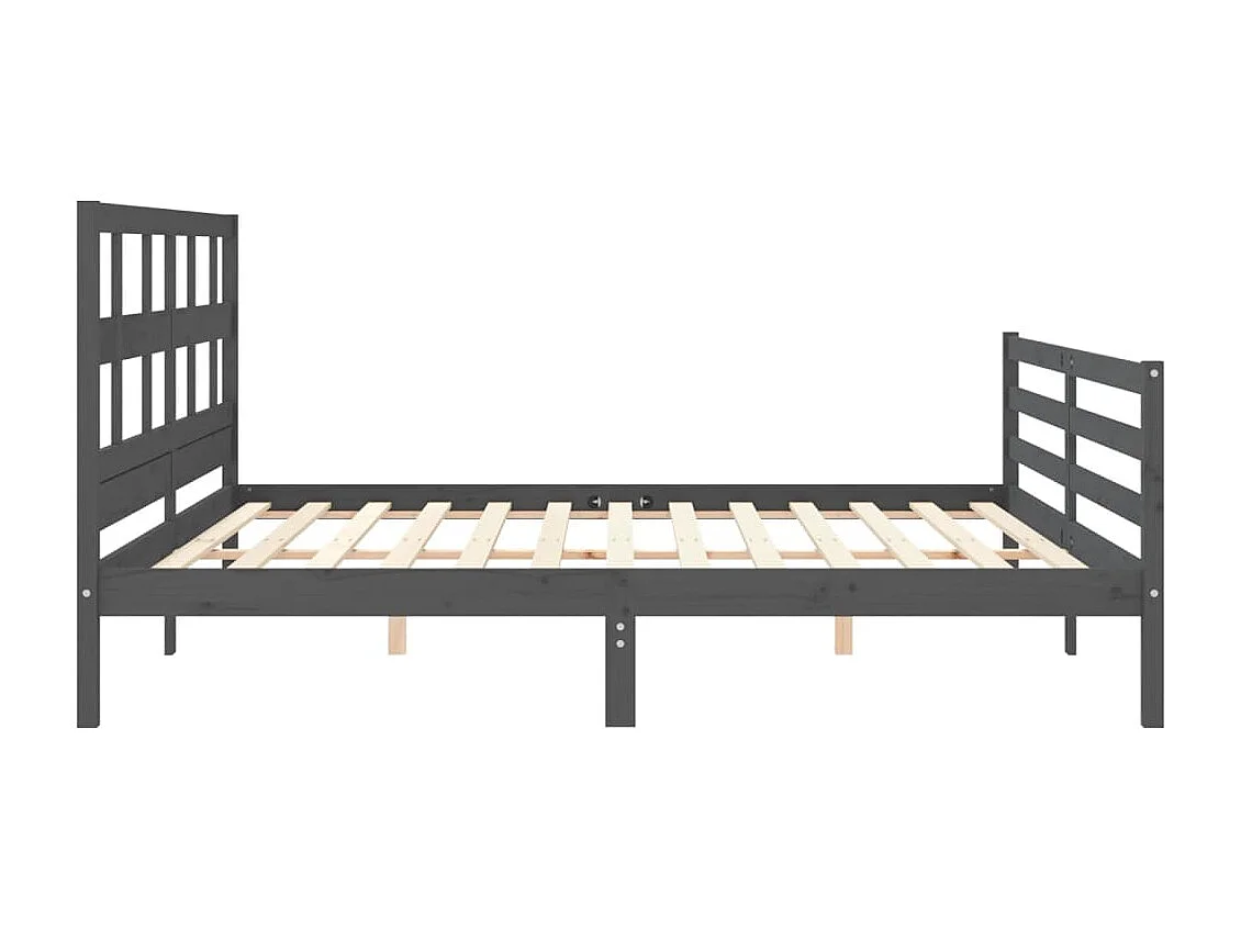 Lit double | Lit adulte | Cadre de lit gris 200x200 cm bois massif