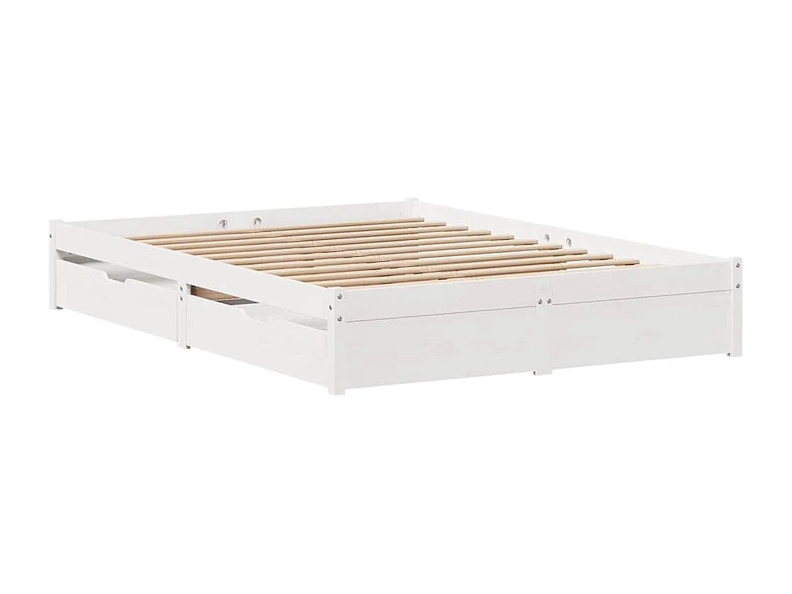 Lit double | Lit adulte | Cadre de lit blanc 140x190 cm bois de pin massif