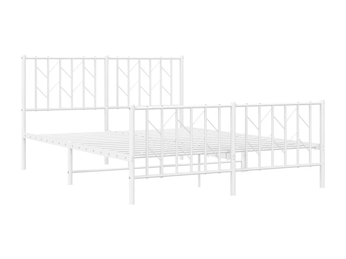 Lit double | Lit adulte | Cadre de lit métal et pied de lit blanc 135x190 cm