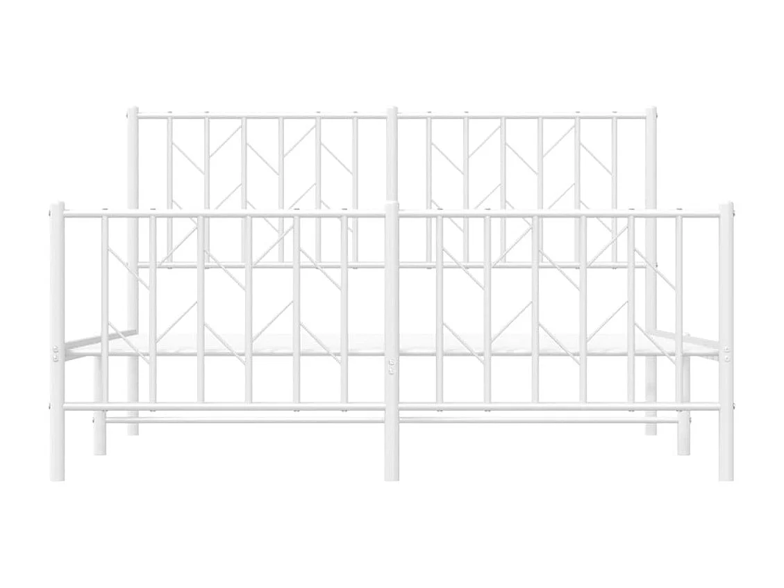 Lit double | Lit adulte | Cadre de lit métal et pied de lit blanc 135x190 cm