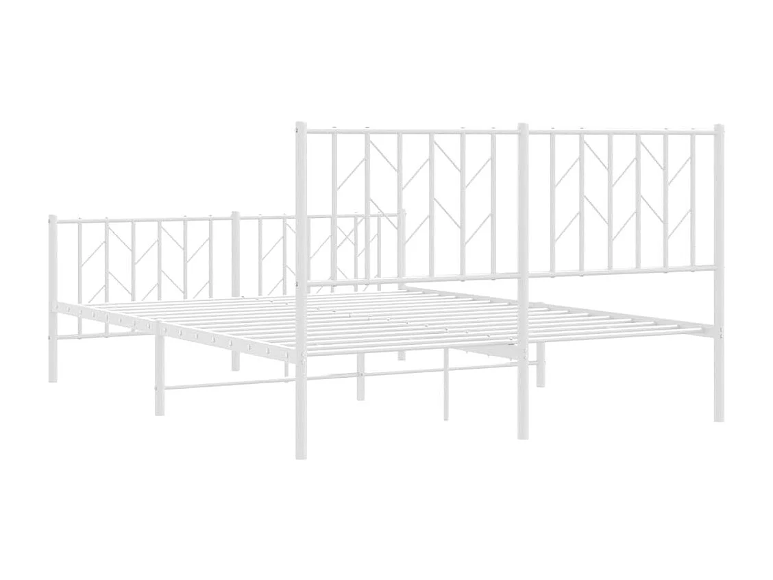 Lit double | Lit adulte | Cadre de lit métal et pied de lit blanc 135x190 cm