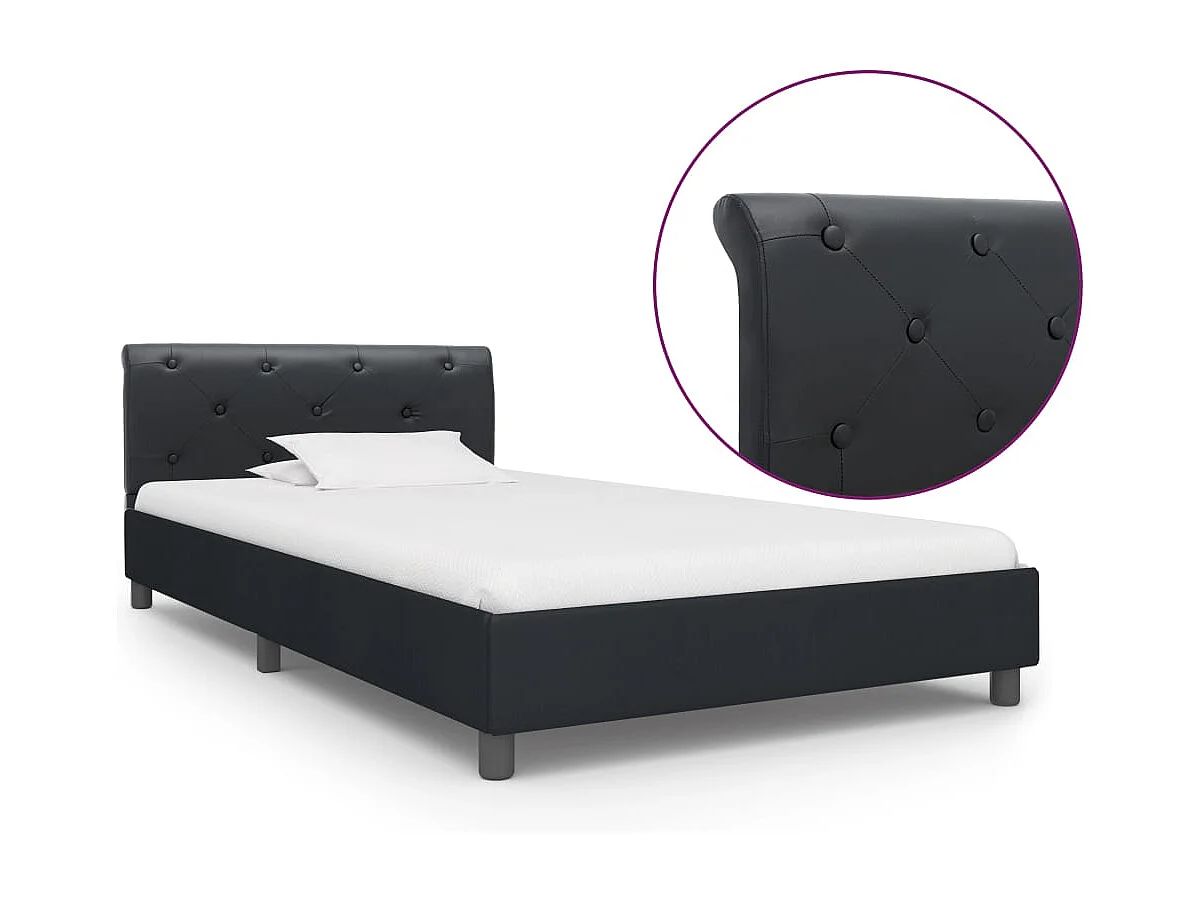 Lit simple | Lit adulte, enfant | Cadre de lit Noir Similicuir 100x200 cm