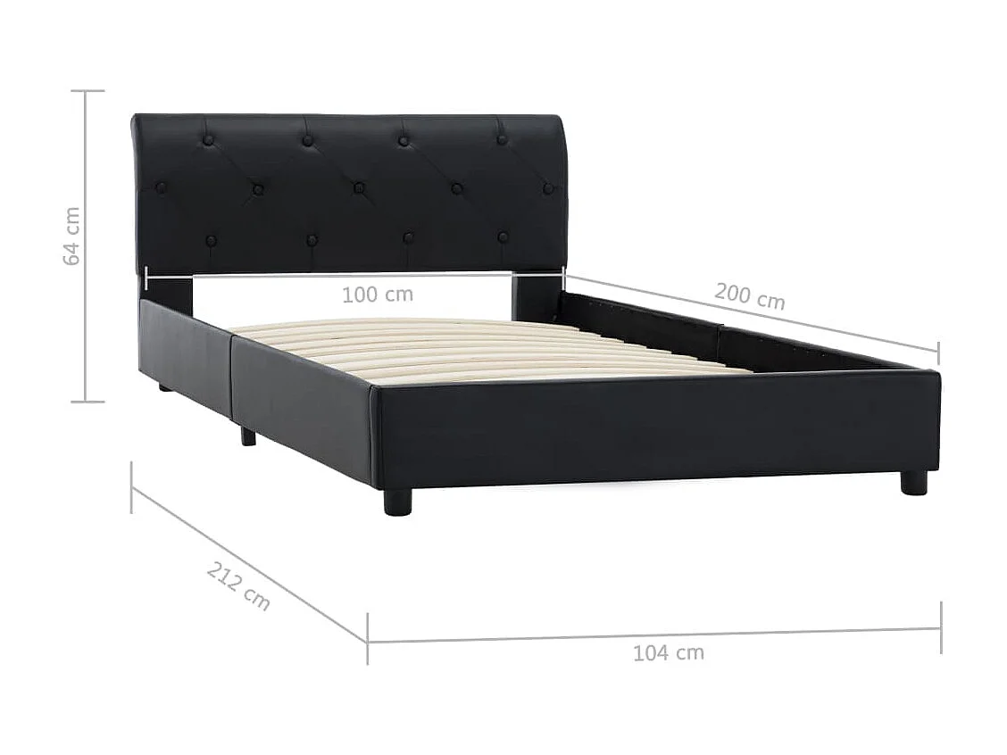 Lit simple | Lit adulte, enfant | Cadre de lit Noir Similicuir 100x200 cm