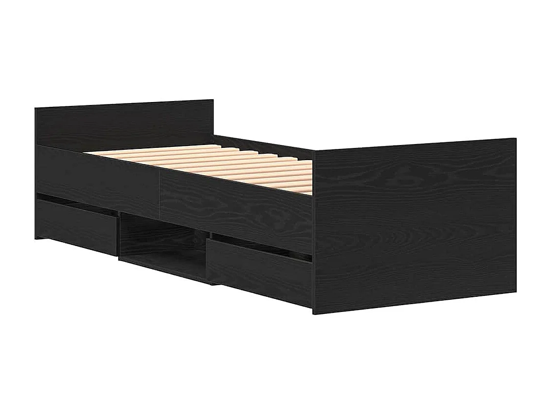 Lit simple | Lit adulte, enfant | Cadre de lit Chêne noir 75x190 cm Bois d'ingénierie