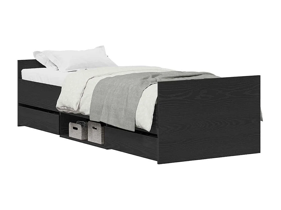 Lit simple | Lit adulte, enfant | Cadre de lit Chêne noir 75x190 cm Bois d'ingénierie
