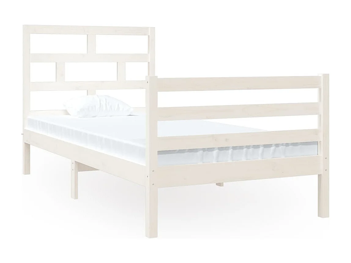 Lit simple | Lit adulte, enfant | Cadre de lit blanc 90x190 cm bois massif