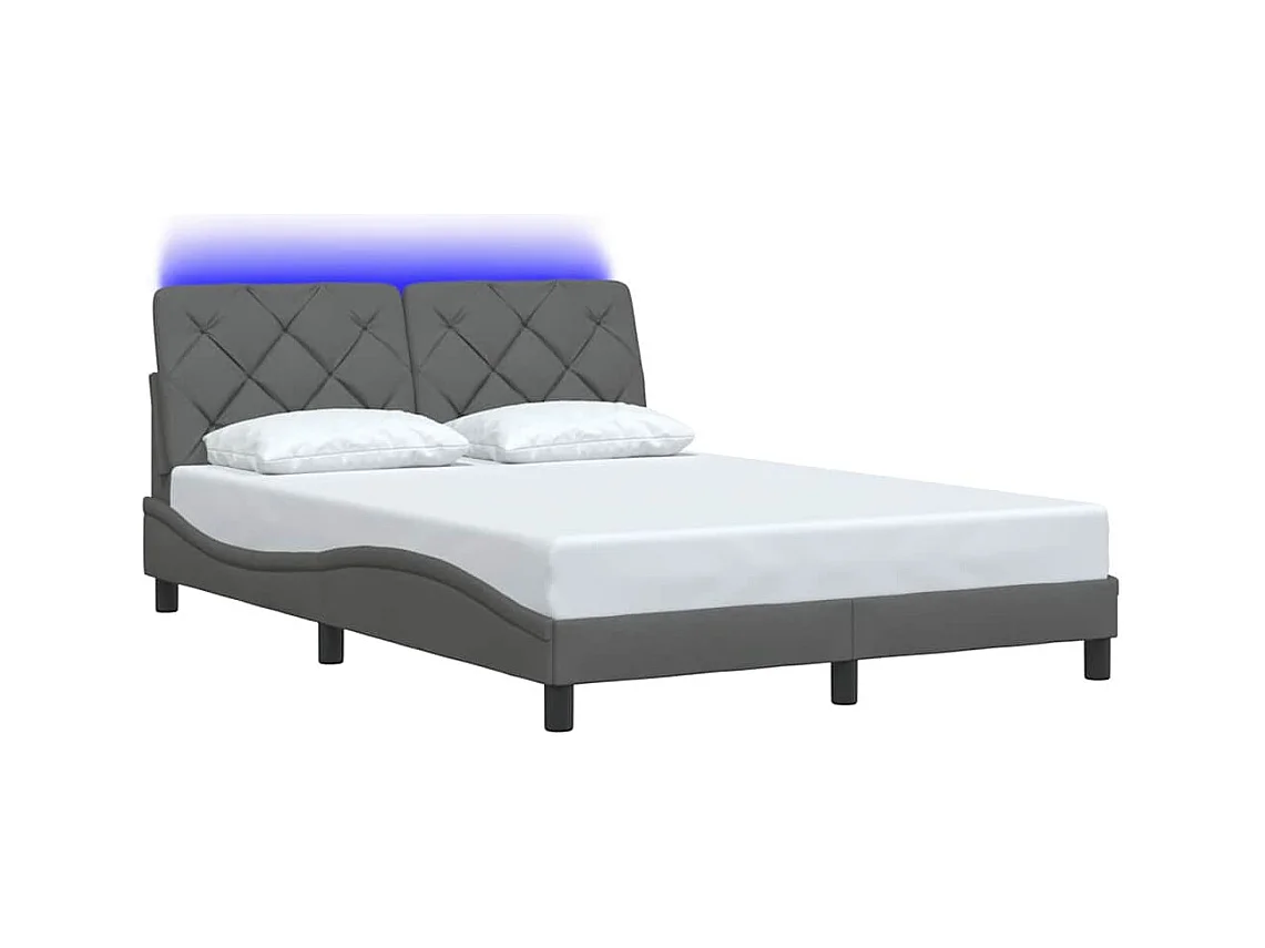 Letto per adulti | Letto matrimoniale | Giroletto con LED senza Materasso Grigio Scuro 140x190 cm