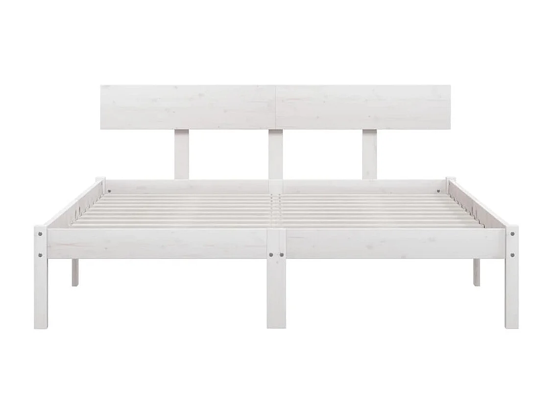 Lit double | Lit adulte | Cadre de lit blanc bois de pin massif 150x200 cm