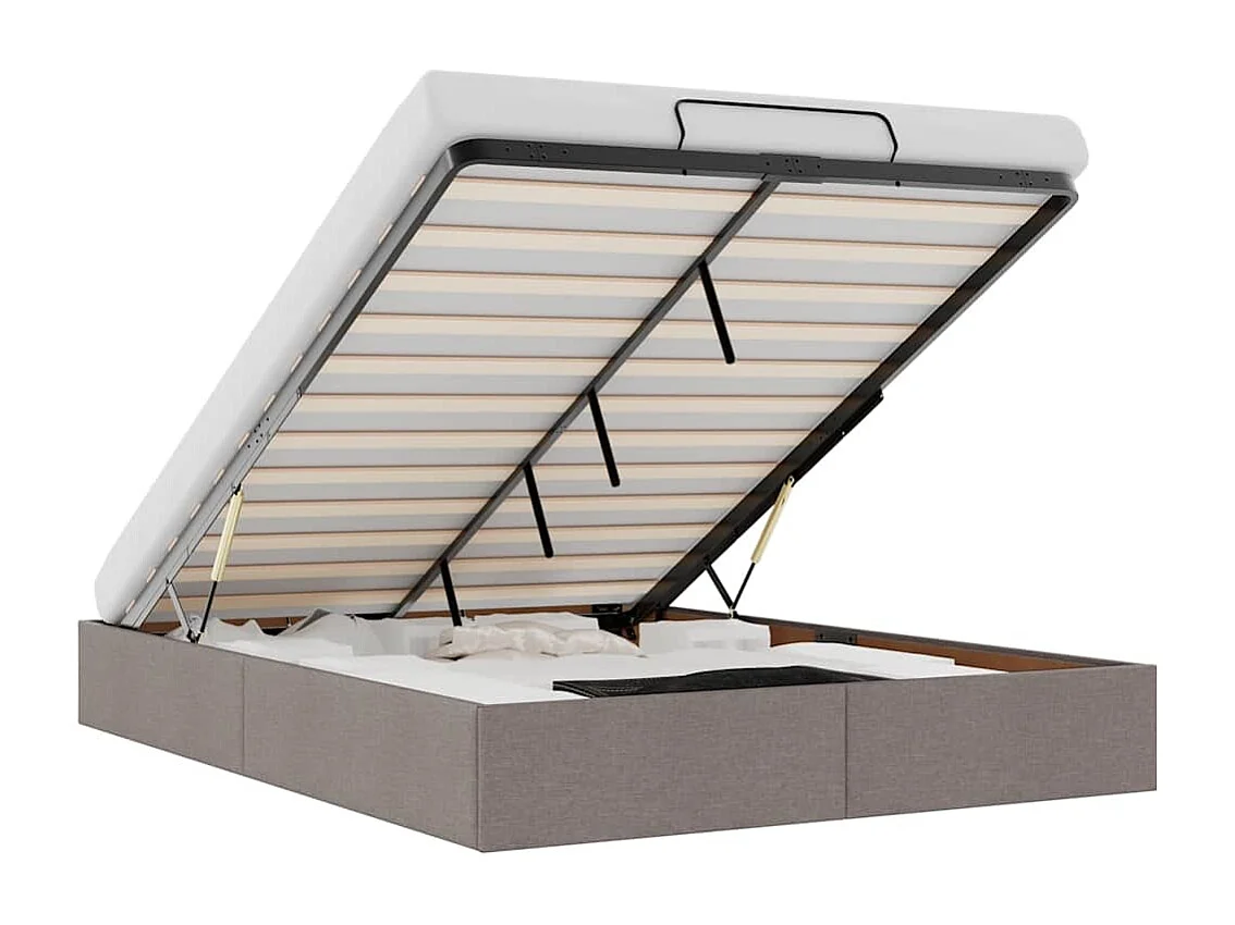 Lit double | Lit adulte | Cadre de lit ottoman taupe 140x200 cm tissu