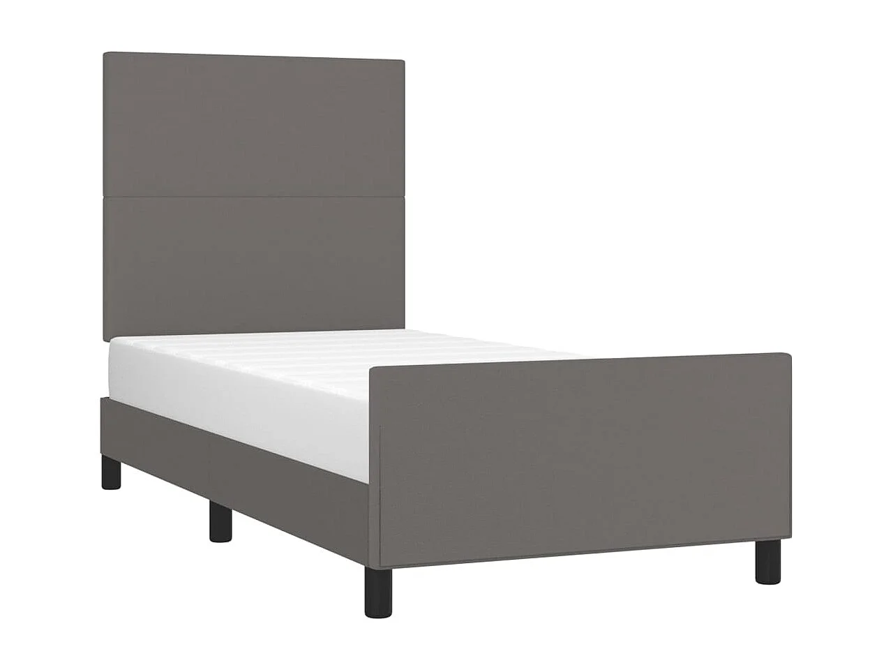 Lit simple | Lit adulte, enfant | Cadre de lit gris 100x200 cm similicuir