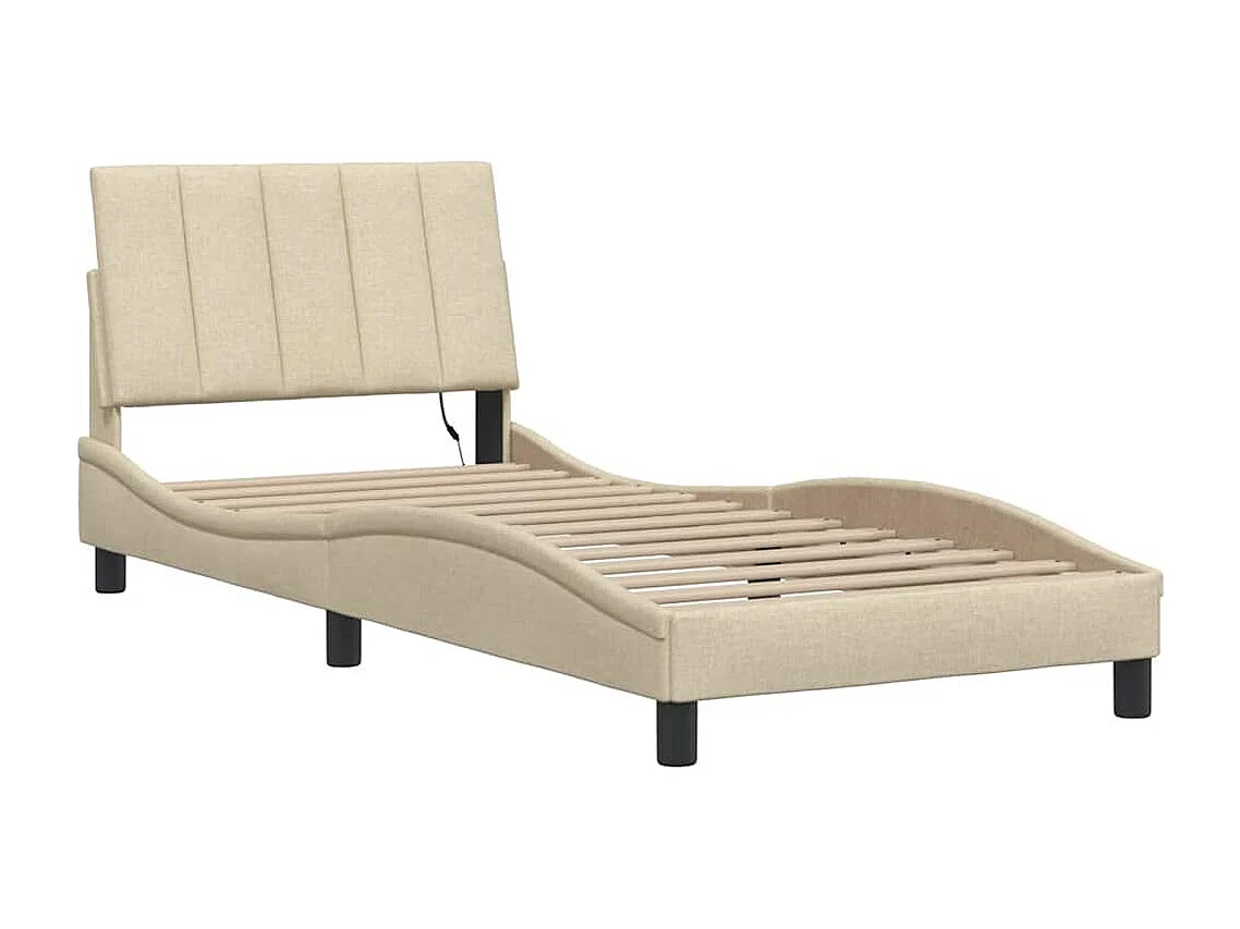 Bedframe | Eenpersoonsbed zonder matras "Hanko" 90x200 cm stof crmekleurig