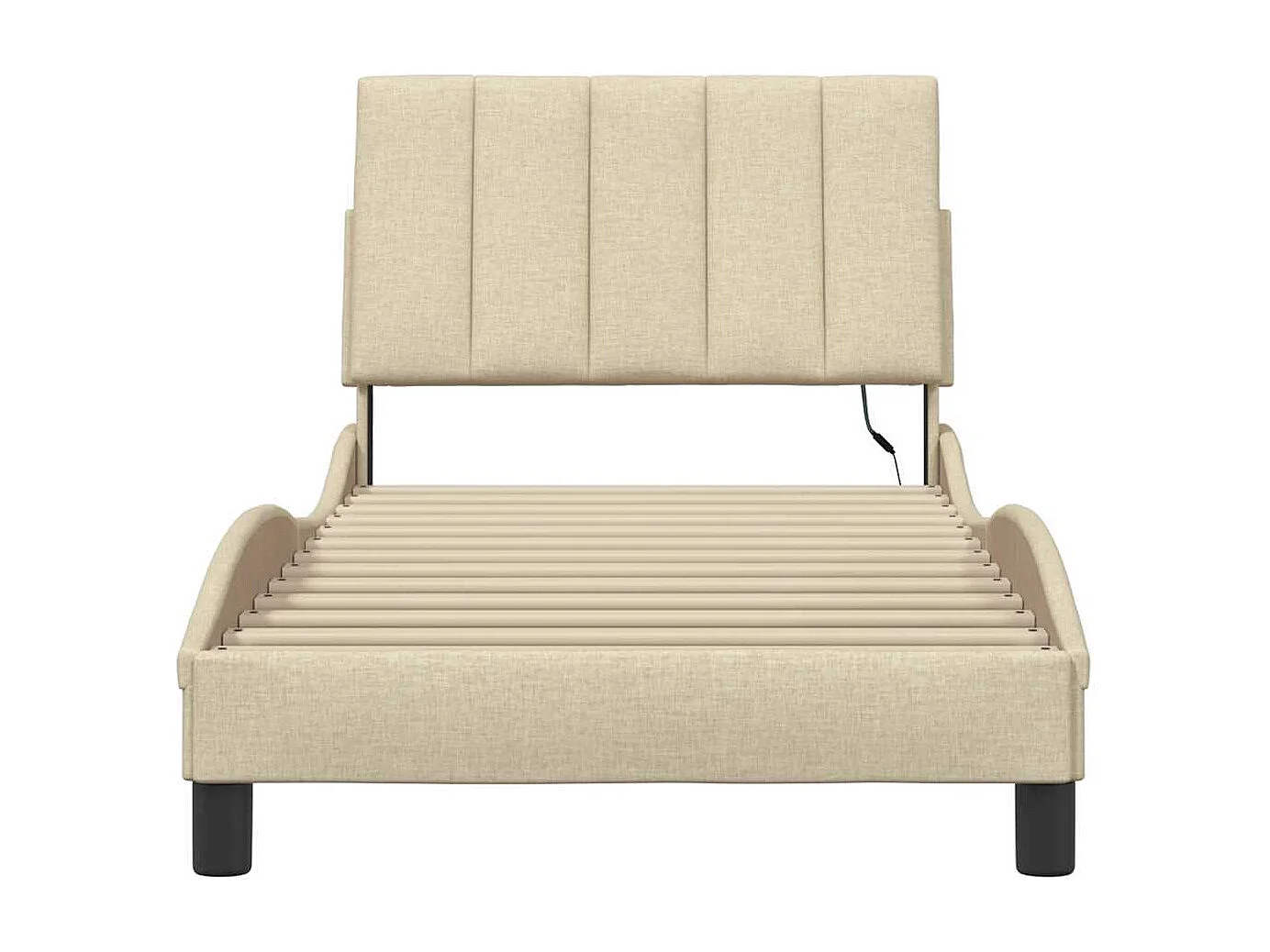 Bedframe | Eenpersoonsbed zonder matras "Hanko" 90x200 cm stof crmekleurig