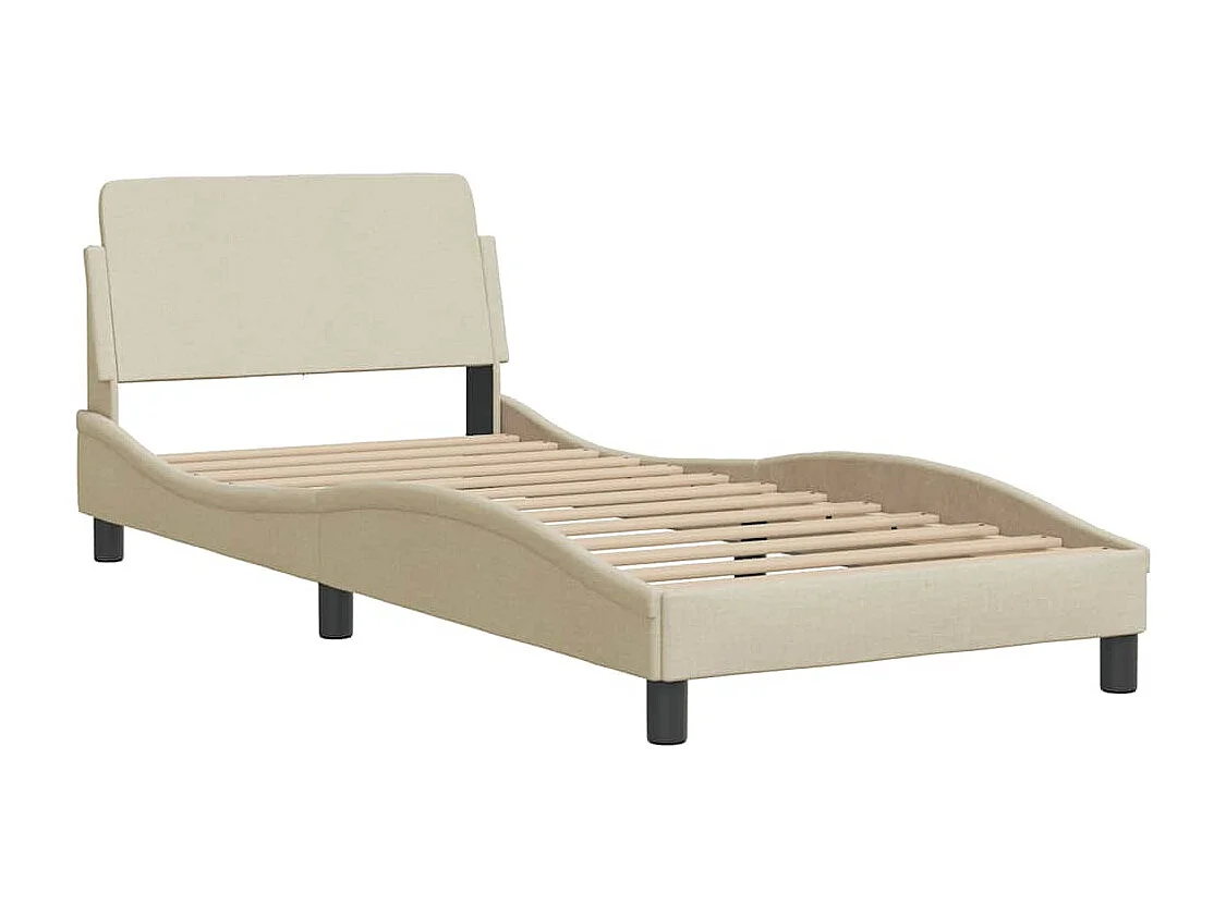 Bedframe | Eenpersoonsbed zonder matras "Hanko" 90x200 cm stof crmekleurig