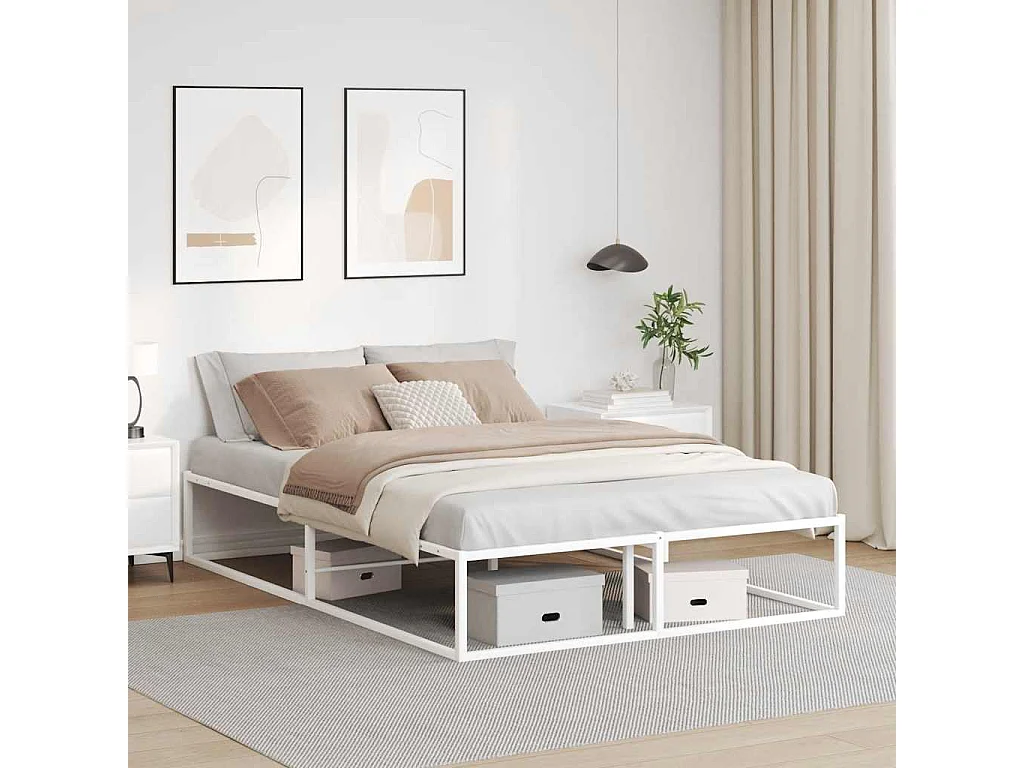 Letto per adulti | Letto matrimoniale | Giroletto senza Materasso Bianco 140x200 cm in Metallo