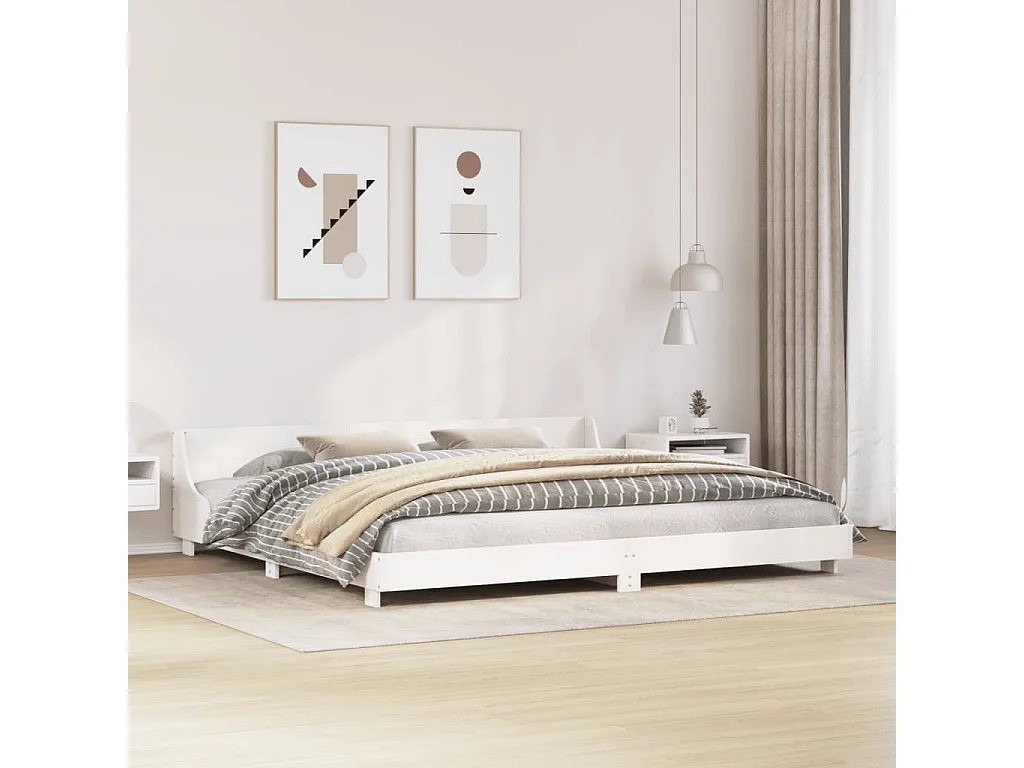 Lit double | Lit adulte | Cadre de lit blanc 180x200 cm bois massif de pin