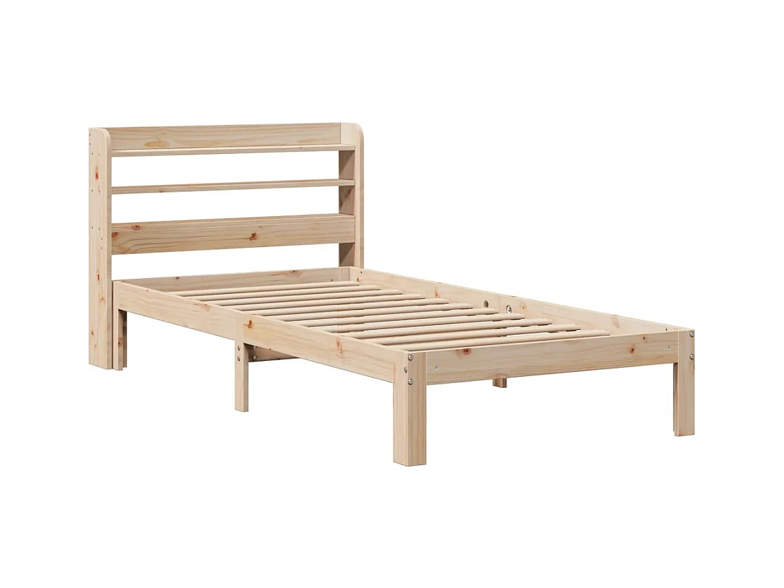 Letto per adulti | Letto singolo | Giroletto con Testiera 90x190 cm in Legno Massello di Pino
