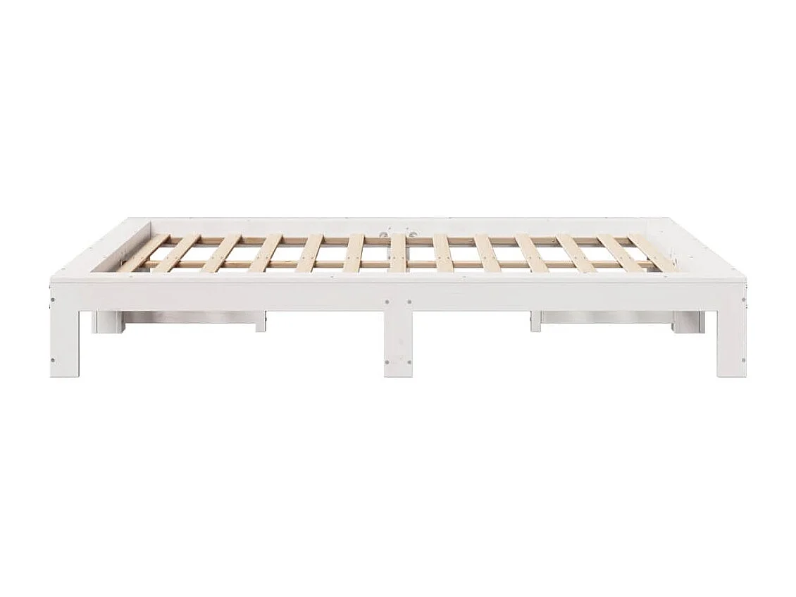 Lit double | Lit adulte | Cadre de lit blanc 140x190 cm bois de pin massif
