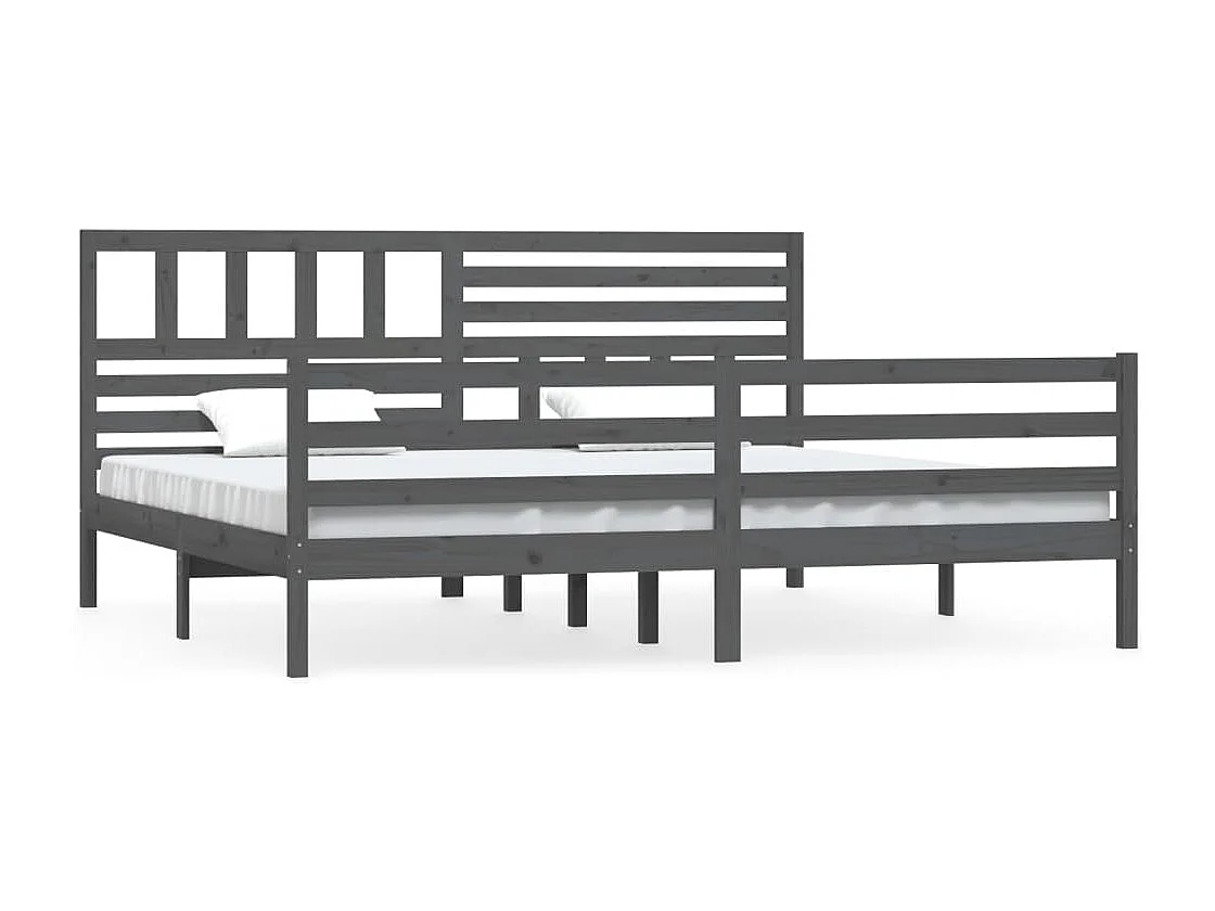Lit double | Lit adulte | Cadre de lit bois massif gris 200x200 cm