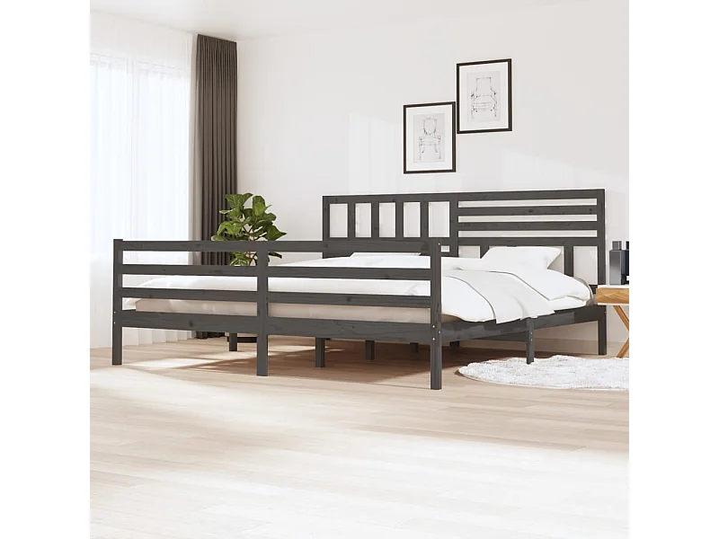 Lit double | Lit adulte | Cadre de lit bois massif gris 200x200 cm