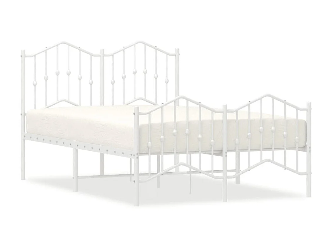 Lit simple | Lit adulte, enfant | Cadre de lit métal et pied de lit blanc 120x190 cm