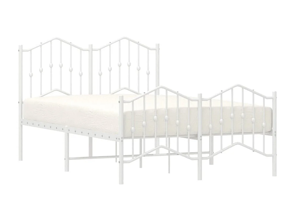 Lit simple | Lit adulte, enfant | Cadre de lit métal et pied de lit blanc 120x190 cm