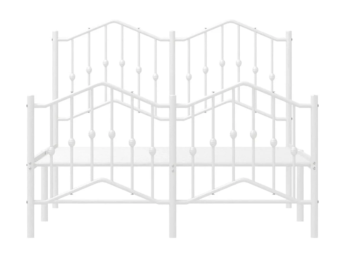 Lit simple | Lit adulte, enfant | Cadre de lit métal et pied de lit blanc 120x190 cm