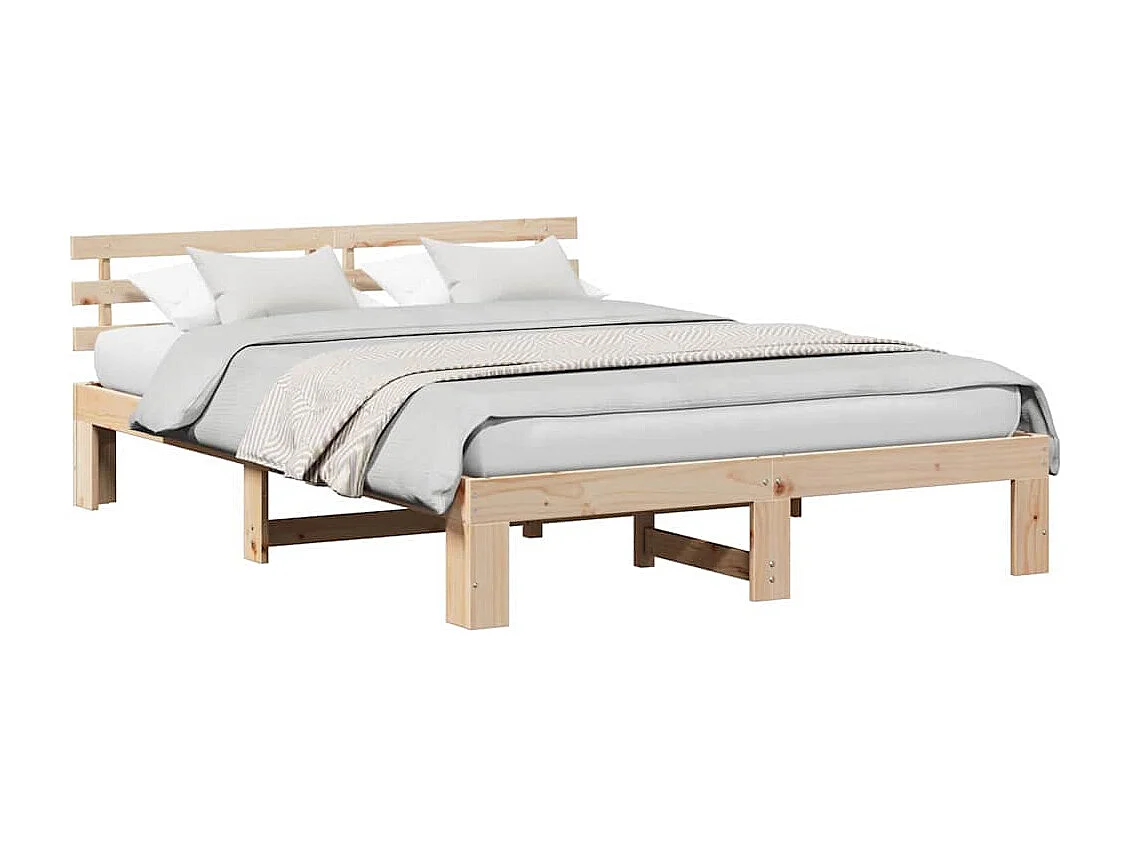 Lit double | Lit adulte | Cadre de lit Marron 160x200 cm Bois de pin massif