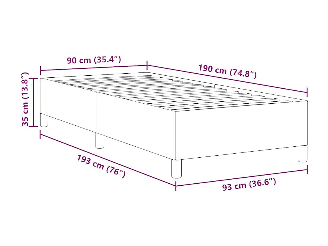 Lit simple | Lit adulte, enfant | Cadre de lit Crème 90x190 cm Tissu en velours côtelé