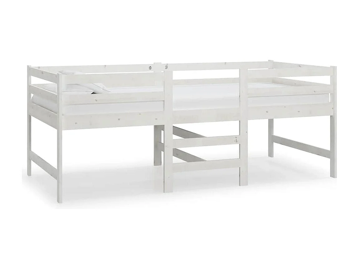 Lit simple | Lit adulte, enfant | Cadre de lit blanc 90x200 cm bois de pin massif