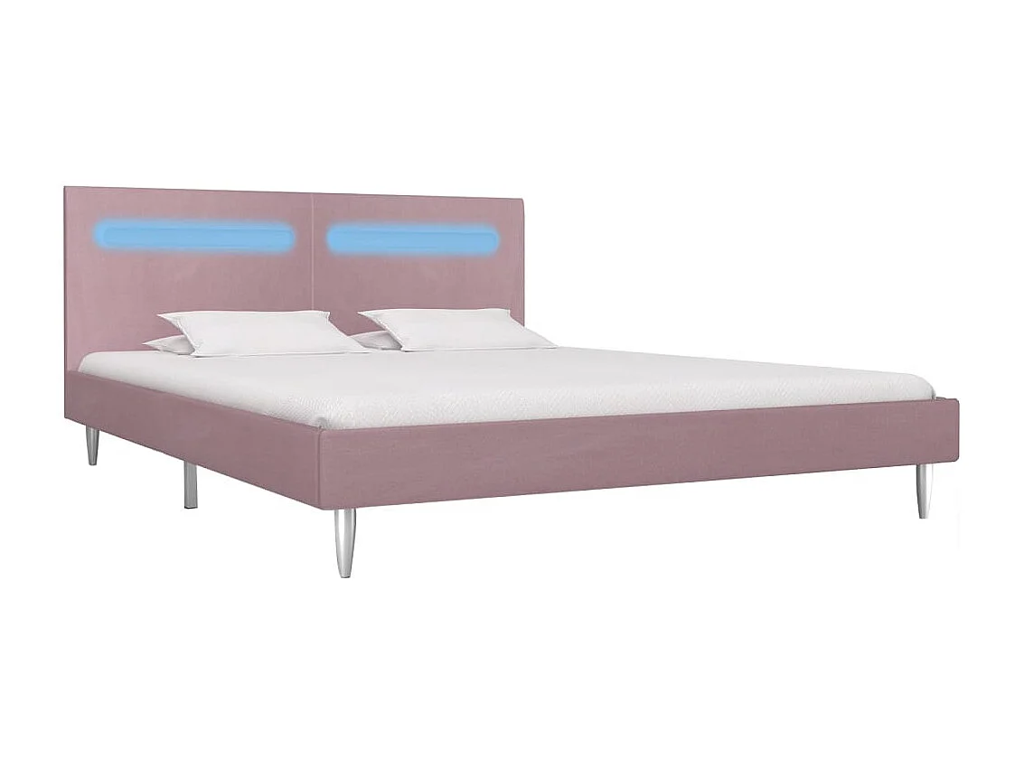 Lit double | Lit adulte | Cadre de lit avec LED rose tissu 180x200 cm