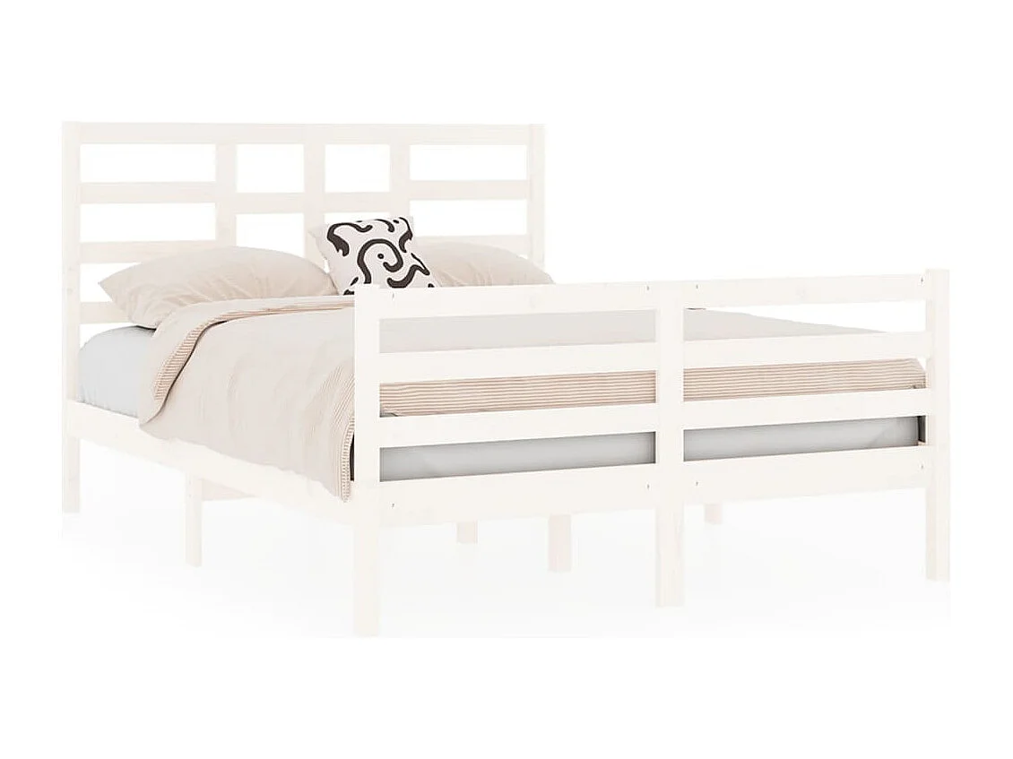 Lit double | Lit adulte | Cadre de lit blanc bois massif 140x190 cm