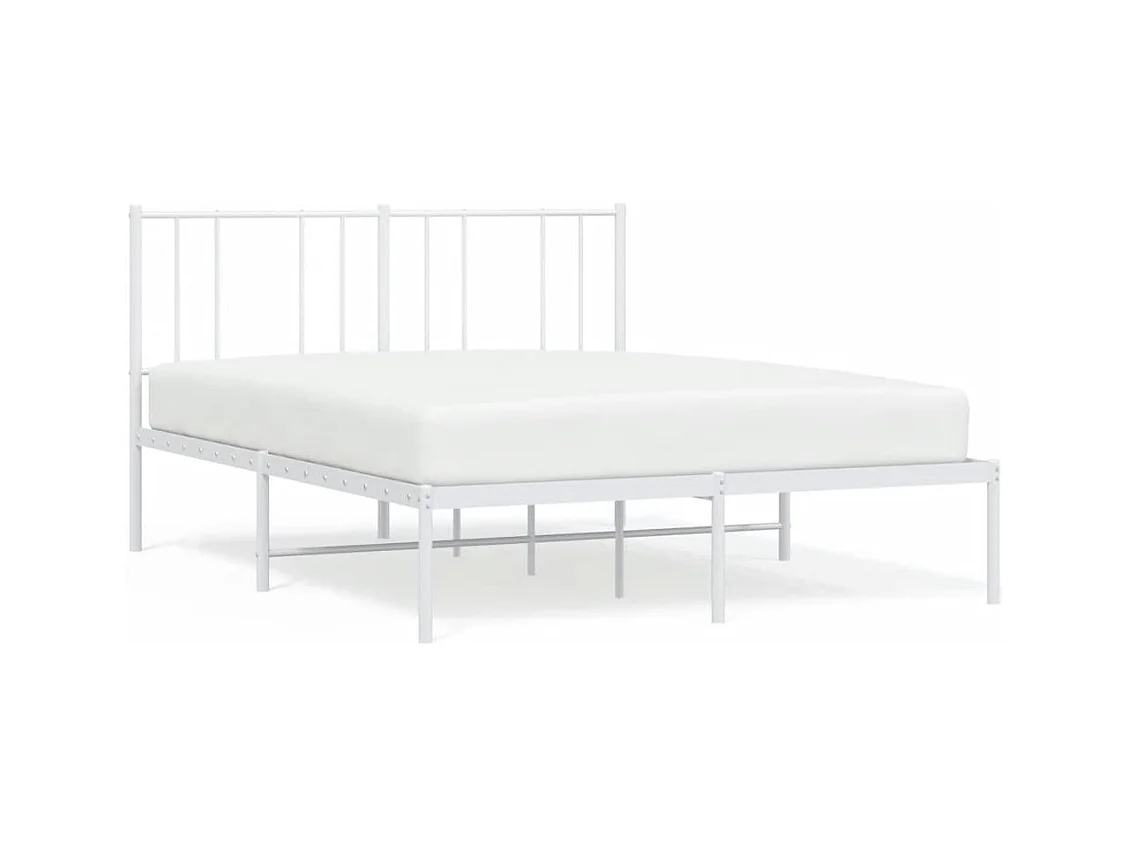 Lit double | Lit adulte | Cadre de lit métal et tête de lit blanc 140x190 cm