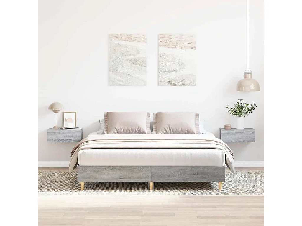 Letto per adulti | Letto matrimoniale | Giroletto senza Materasso Grigio Sonoma 150x200 cm Truciolato