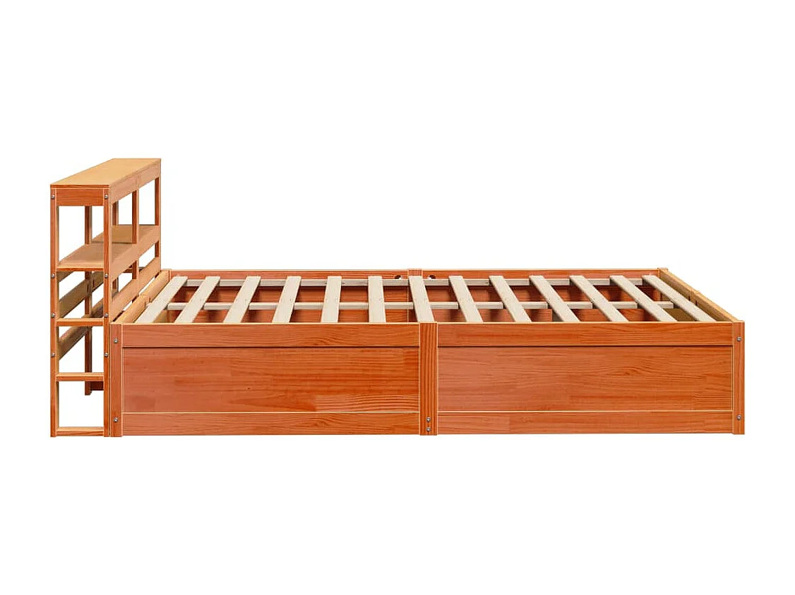 Letto per adulti | Letto matrimoniale | Giroletto con Testiera Marrone Cera 135x190 cm Massello Pino