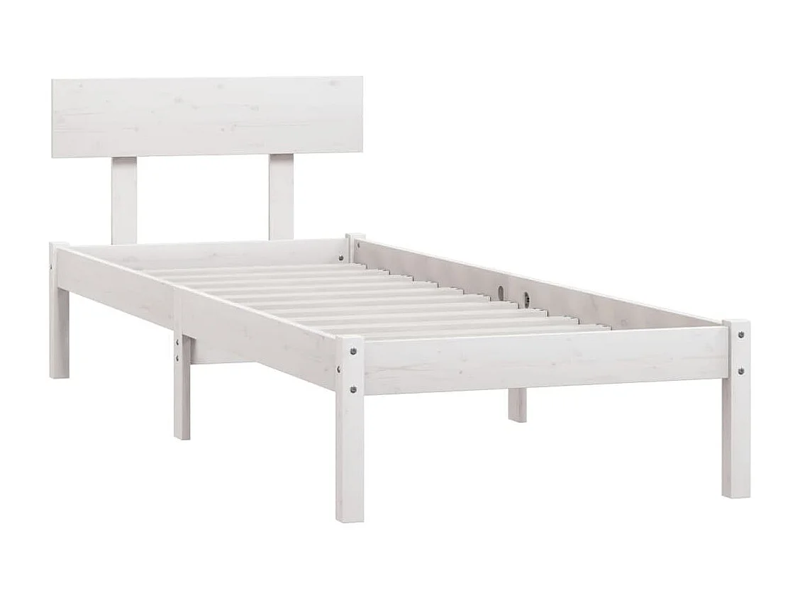 Lit simple | Lit adulte, enfant | Cadre de lit blanc bois massif 75x190 cm