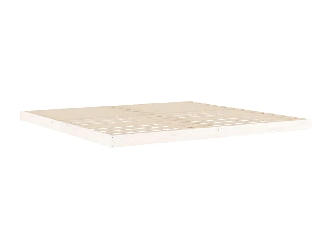 Lit double | Lit adulte | Cadre de lit blanc 200x200 cm bois massif de pin