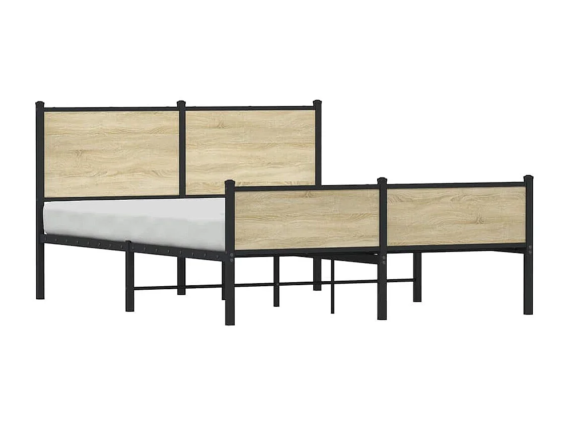 Lit double | Lit adulte | Cadre de lit en métal chêne sonoma 140x190 cm